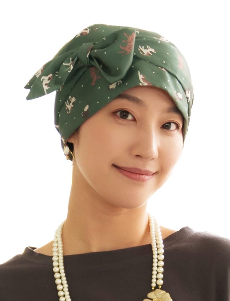 

МОЯ Медицинская Помощь Кот Свободный Выпадение Волос [KISS LIFE] Шапка, Шапка, Женская, Милая, Стильная, 100% Хлопок, Узор, Размер, Рак, Противораковые Препараты, (зеленый) зелёный