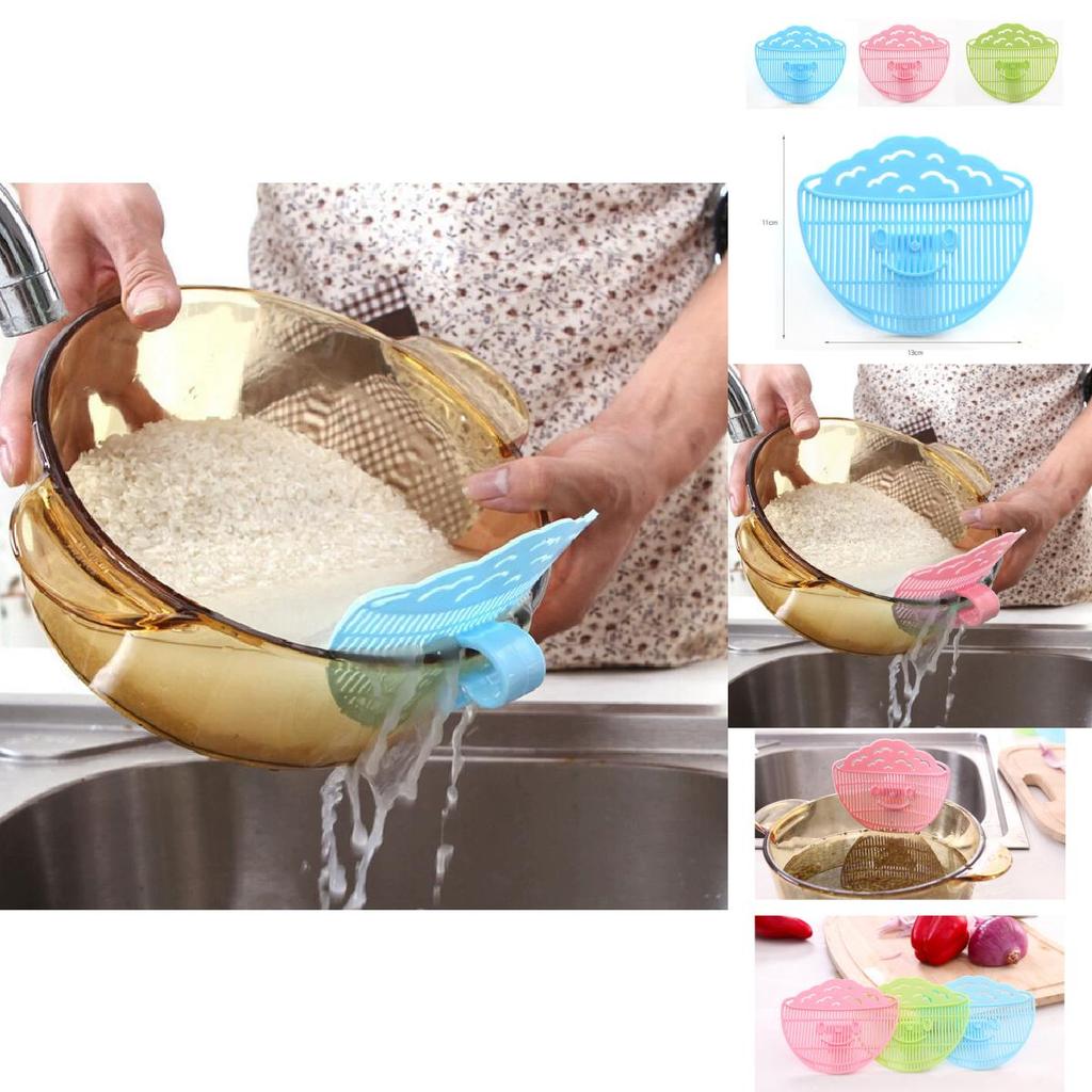 Creative Smile Clip On Rice Washer With Water Drainer For Fruits Vegetables And Grain Filtering