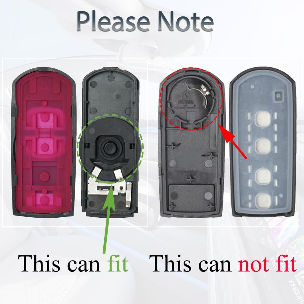Key Fob Shell Case Replacement Fits For Mazda 3 6 Miata MX-5 CX-5 CX-9 2014 2015 2016 2017 2018  Keyless Entry Remote Control 4 Button Pad Key Fob