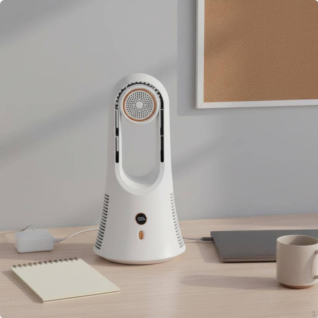 Bladeless Desk Fan Adjustable Speeds USB Powered EnergyStoring Portable Wind Distributor for