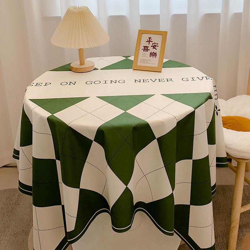 Ins Checkerboard Tablecloth Plaid Desk Mat Versatile Student Essential for Dormitory Round Table Cover Coffee Table Mat Dining Table Cloth Decorative