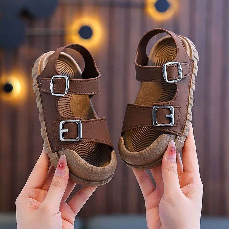 Girls Sandals 2025 New Summer Non-slip Soft Sole Girls Medium and Older Children Velcro Children's Shoes Baby Beach Sandals