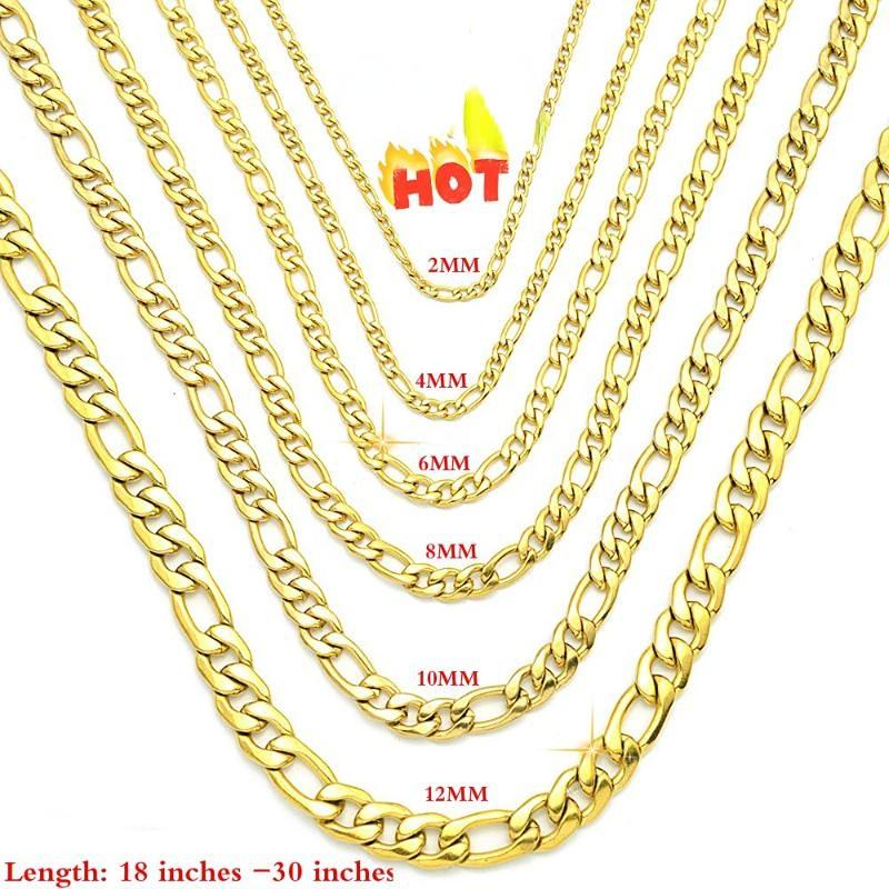 Buy 18-30 Inch Fashion Men and Women Chain Necklace 2MM 4MM 6MM 8MM10MM ...