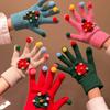 Cute Creative Red Christmas Tree Knitted Gloves for Women Winter Five Finger Warm Plush Windproof and Cold Proof Cycling Christmas