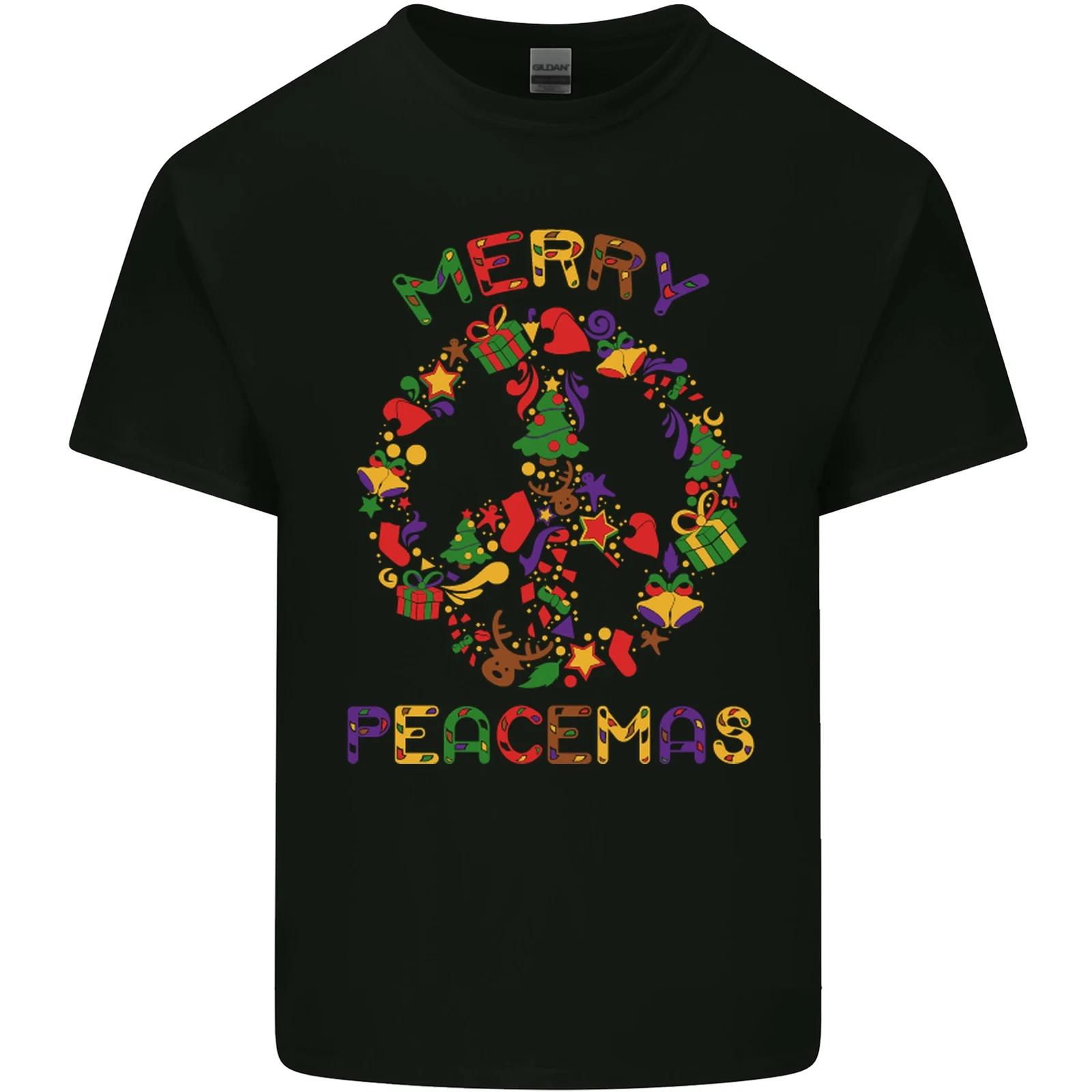 Merry Peacemas Christmas Peace Wreath Kids T-Shirt Childrens S