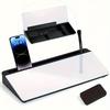 Sleek Compact Glass Desk Whiteboard with Built-in Storage, Modern Tempered Glass Desktop Organizer & Keyboard Holder, Efficient