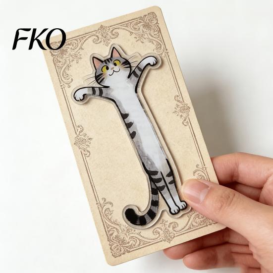 Cat Design Bookmark 5Pcs Acrylic Long Bookmark, Book Mark for Reading Women & Waterproof Men, Decorative Kitten Page Marker, Gifts Readers Lovers