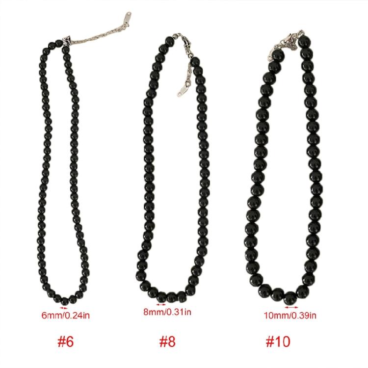 Strands Necklace Black Pearls Necklace Round Imitation Pearl Choker Clavicle