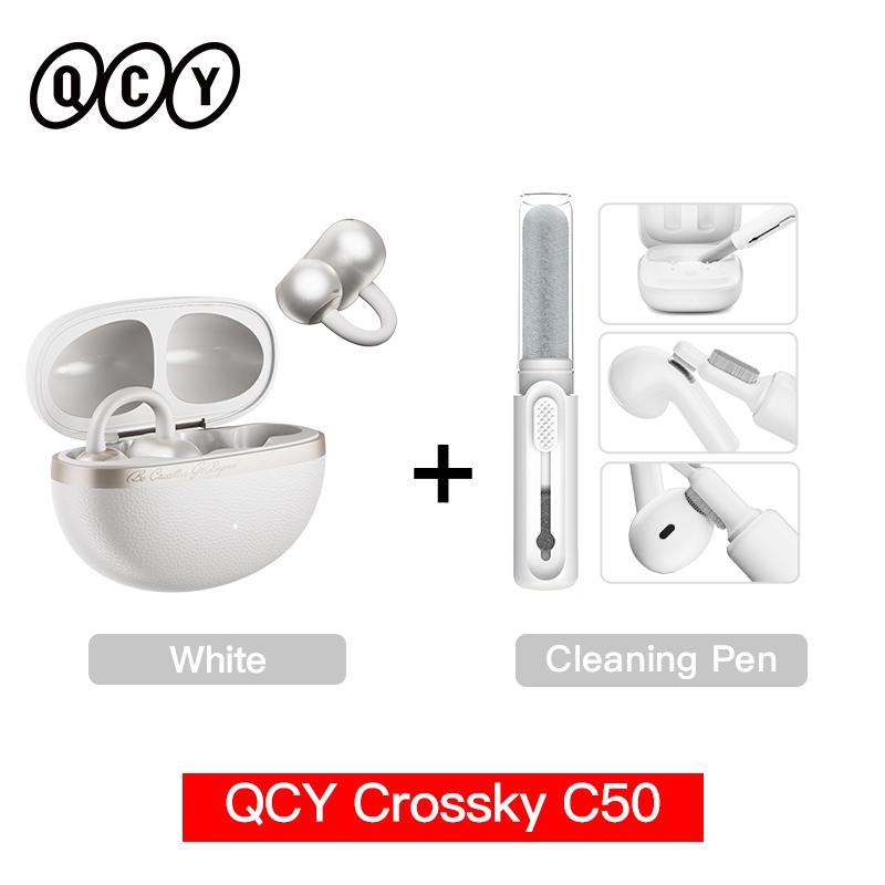 QCY Crossky C50 Open Ear Wireless Earbuds Bluetooth 6.0 Comfort Clip On Sports Earphone 4 Mic AI Clear Call Bass Boost Headphone 4