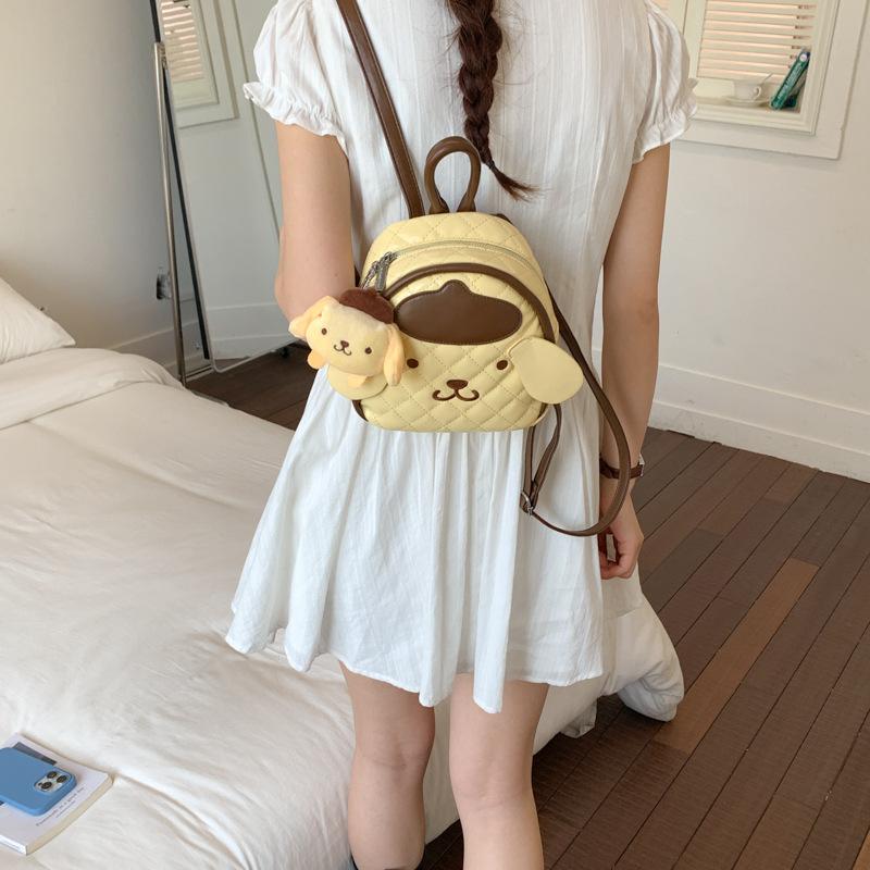 Schoolbag1011 Korean cute cartoon dog portable rhombus backpack girl heart foreign milk yellow travel commuter backpack