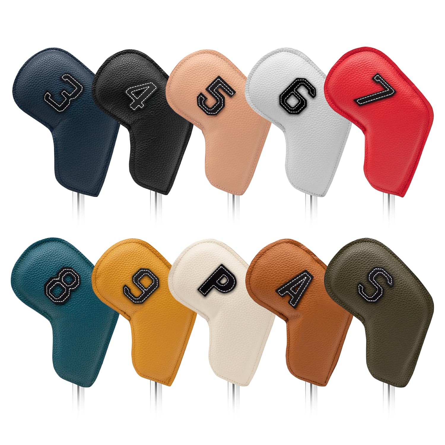 [SUNKAZU] Golf Iron Covers, 10-Piece Set (3-9, P, A, S), Numbered Headcovers, Waterproof, Stain-Resistant, Impact-Resistant, Scratch-Resistant, Suitab