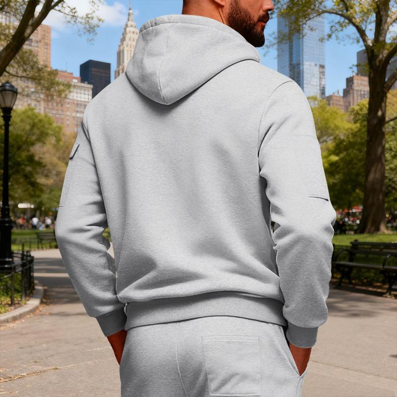 Men Loose Plus Size Zip Up Hooded Fleece Lined Casual Sports Open Front Hoodie Jacket