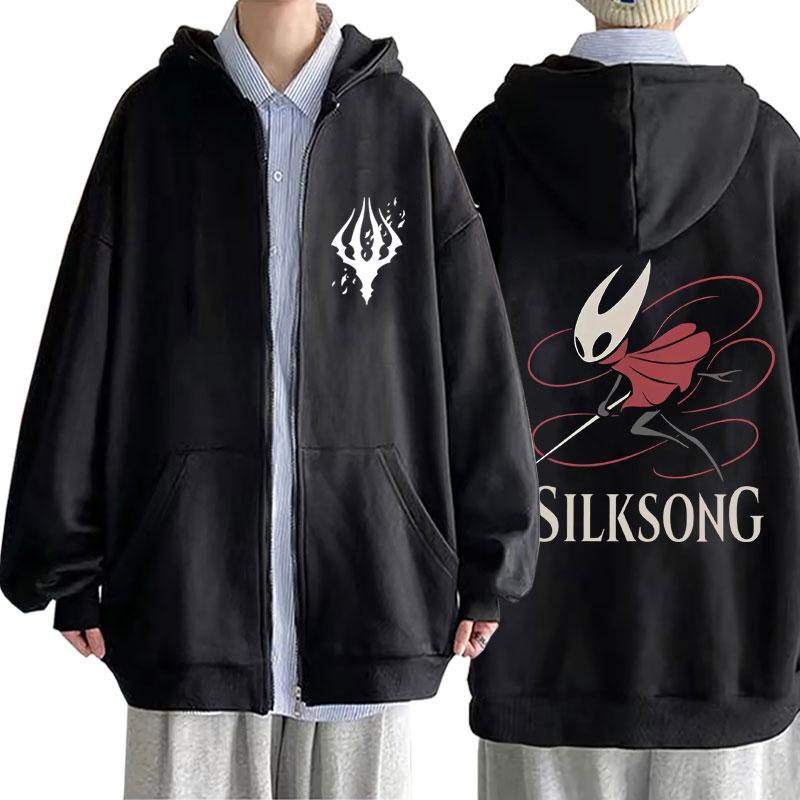 Game Hollow Knight Graphic Zipper Hoodie Men's Women's Casual Oversized Zip Up Hoodies Unisex Fashion Vintage Fleece Jacket Coat