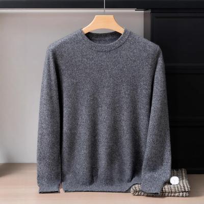 Herrtröja i 100 % ren kashmir med rund hals – Värmande stickad tröja för Business Casual