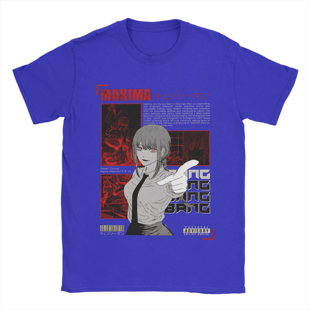 Makima Chainsaw Man Japanisches Anime-Poster T-Shirt Sommer Harajuku T-Shirts Herren Baumwolle Oversize-T-Shirts Kurzarm Vintage-T-Shirt