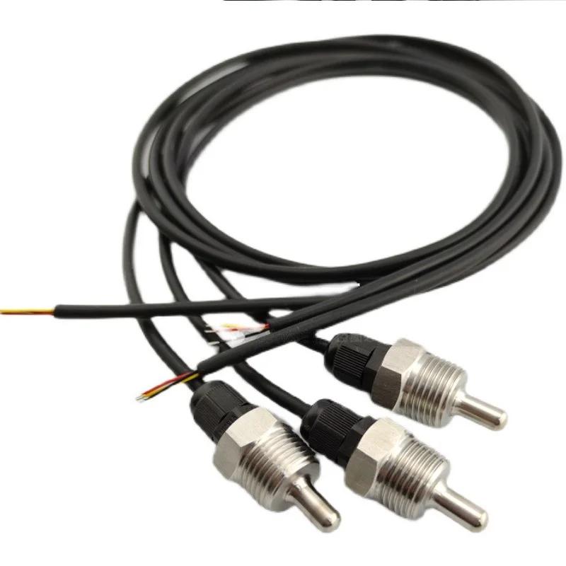 DS18B20 Digital Temperature Sensor with G1/2" Thread Probe Diameter 8mm PVC 3-Core Wire SUS304 Stainless Steel Shell L30-200mm