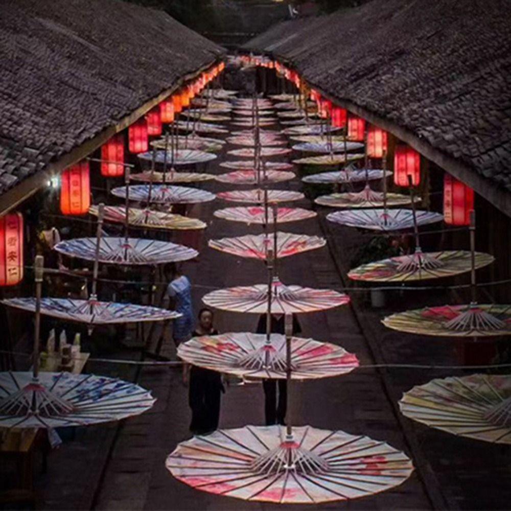 Decorative Hanging Oiled Paper Umbrella Vintage Dance Umbrella Sturdy Stick Umbrella  Girl