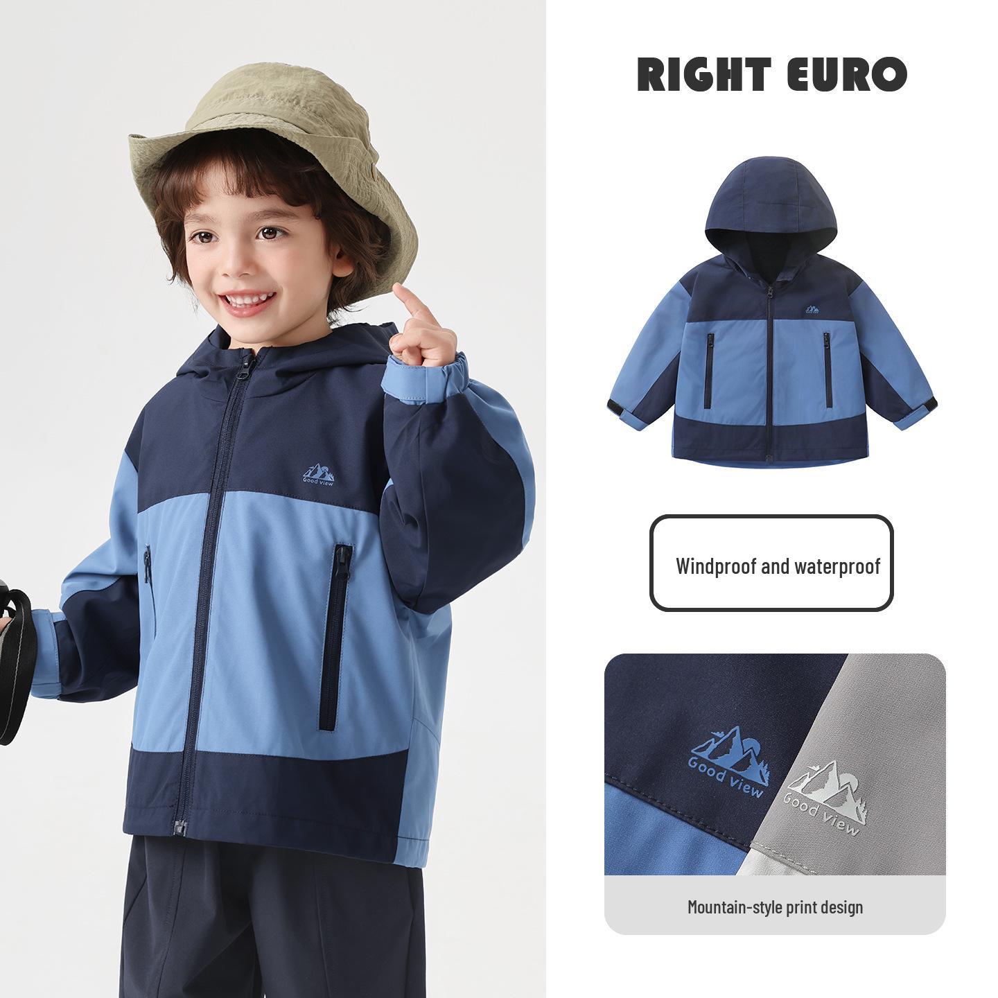 Trendy European Waterproof Toddler Jacket - New 2026 Spring/Autumn Style 90 cm