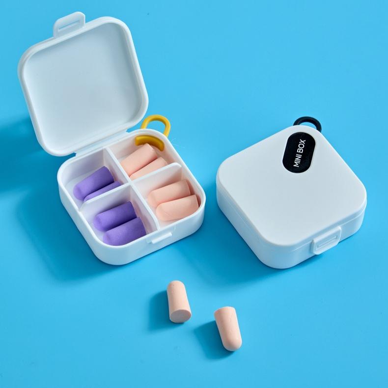 1PC Simple mini portable compartment storage box pills candy health products sponge earplugs small accessories travel storage box