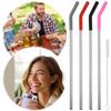 4Pcs Reusable Metal Straws with Silicone Tips Cleaning Brush Stainless Steel Drinking Straw with Covers for Stanley 40oz Cup