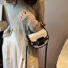 Trendy Canvas Contrasting Color Hand-held Saddle Bag, Niche High-end Sense, One Shoulder Crossbody Bag, Versatile