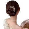 Rhinestone Pearl U-Shaped Hairpin Comb for Updo Fixing