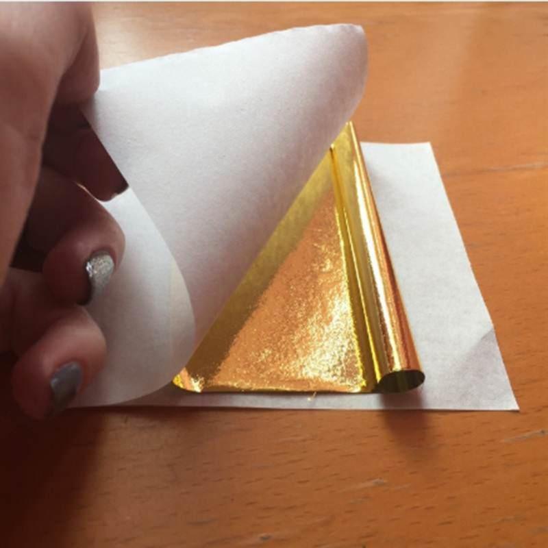 100PCS 24K Gold Leaf Gold Foil Sheets For Decoration Facial Cover Arts Crafts Paper Home Gold Foil Gilding