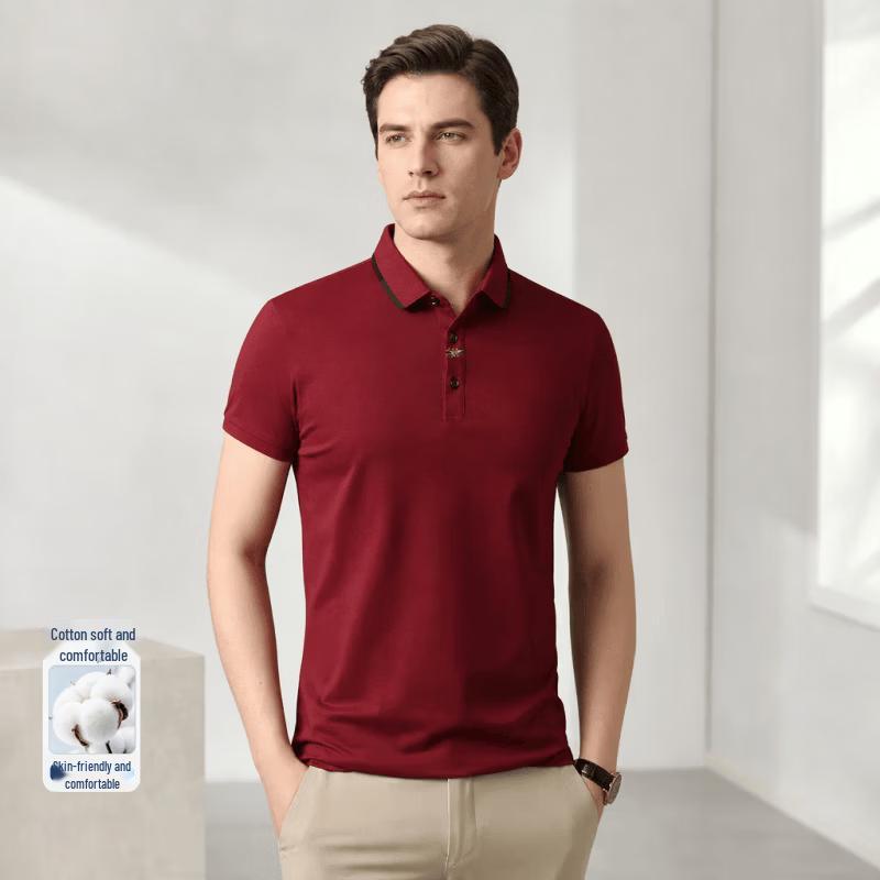 VEE KELLEN Men s Solid Short Sleeve Polo T-Shirt 3XL красный