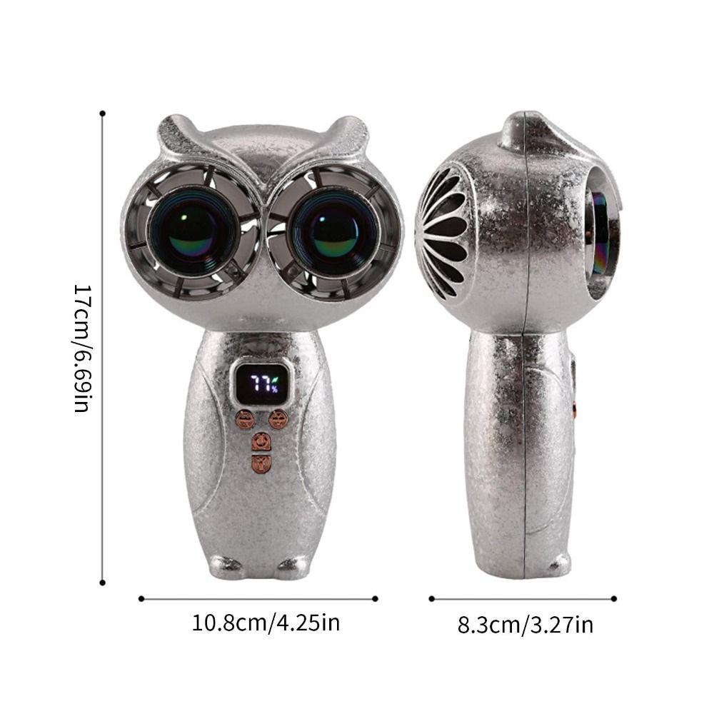 Quiet Mini Handheld Fan Strong Wind Personal Cooling Fan Cartoon Owl Fan for 3000mAh Desktop Use