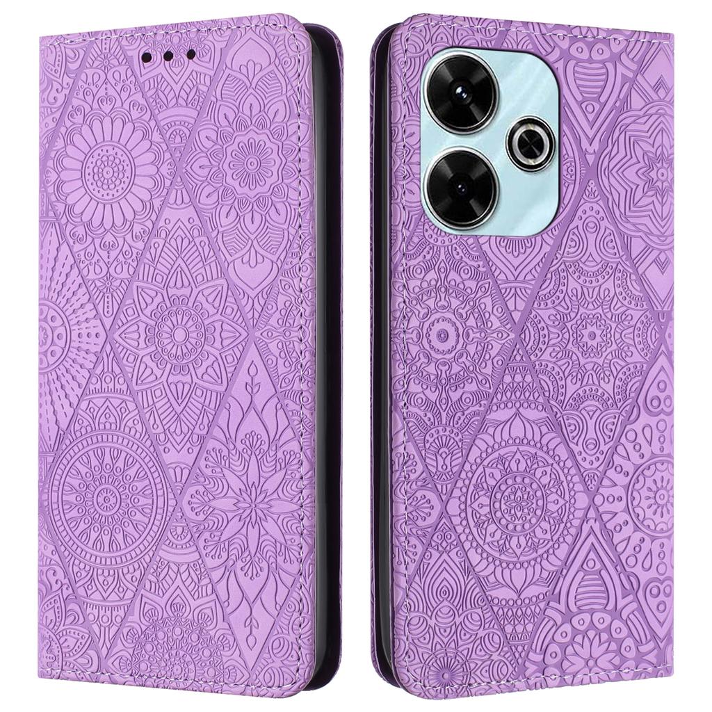 For Xiaomi Redmi 13 5G/13 4G Case Imprinted Flower Wallet Stand Leather Phone Cover