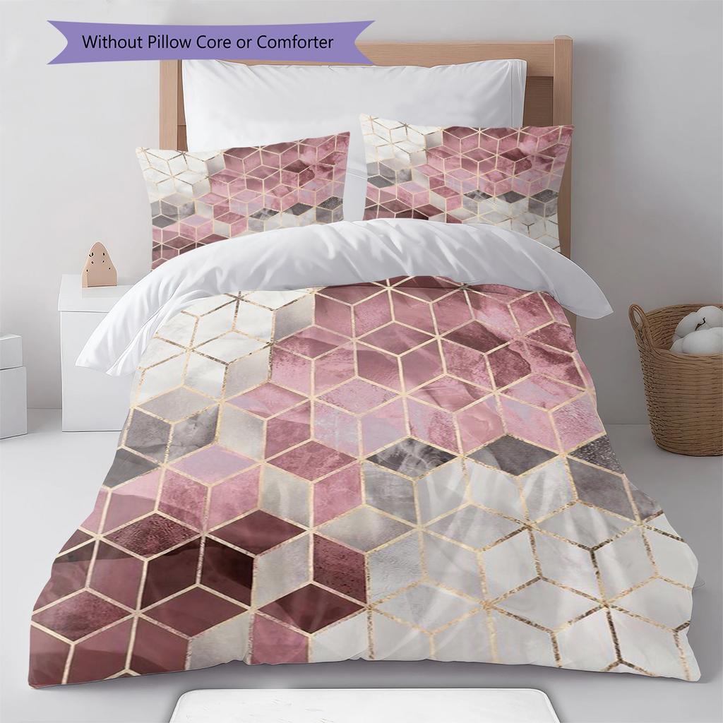 Geometric Marble Pattern Bedding Quilt Set Quilt Cover Pillowcase Home Decoration Gift (1 * duvet cover + 2 * pillowcase, without core)