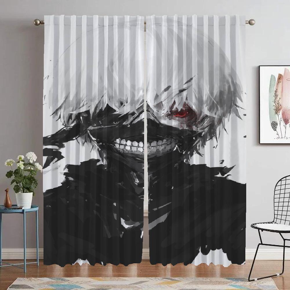 Tokyo Ghoul Elegant Room Curtains 2 Pieces Curtains for Bedroom Window Curtain Partition Halloween Decoration Shades Living Home