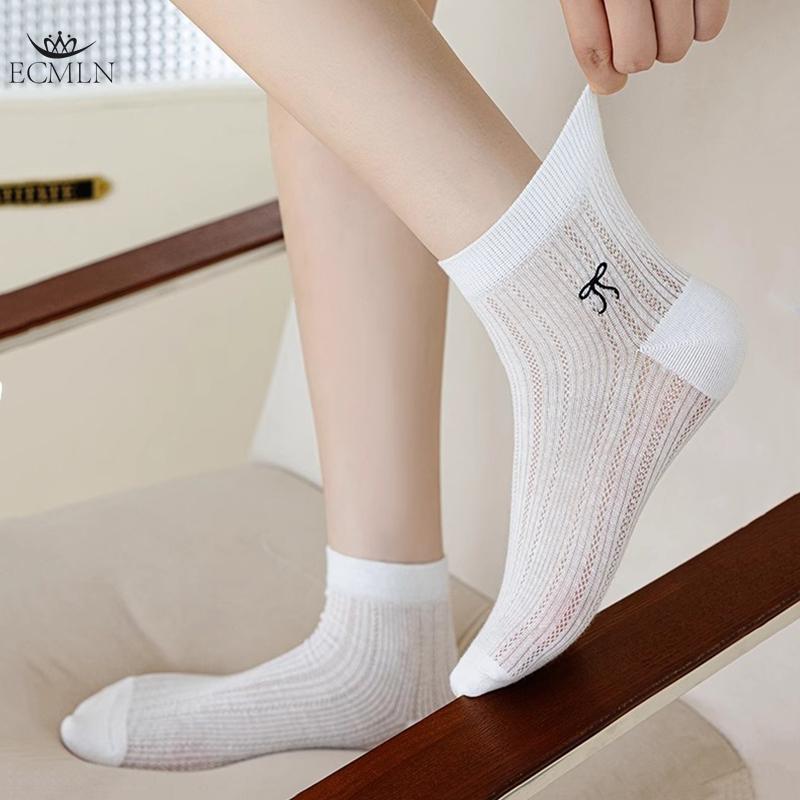 Women's Socks New Style Pure Color Sweet Lolita Socks Bow Socks Thin Cotton Mesh Socks