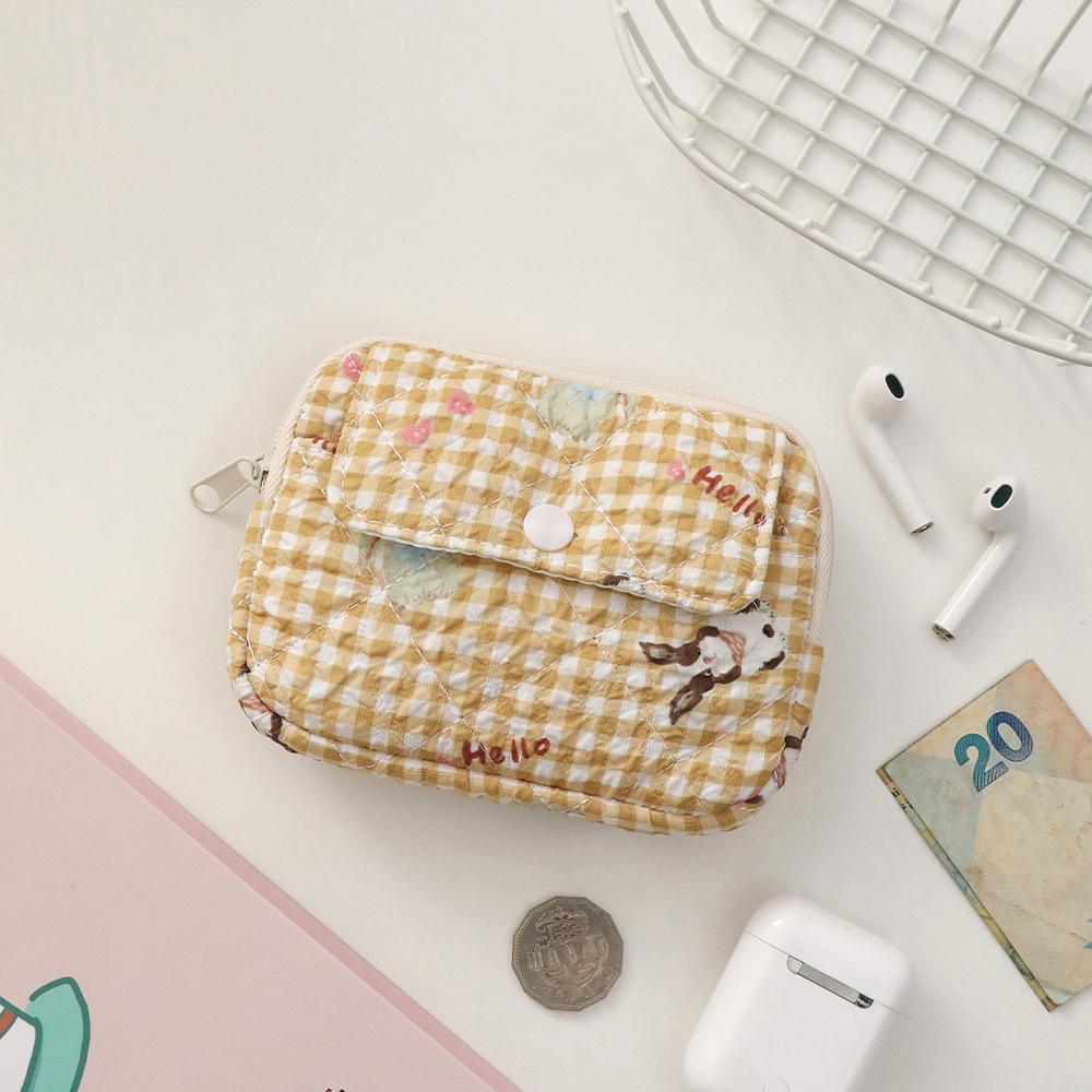 Striped Polka Dot Quilted Cotton Mini Coin and Makeup Purse