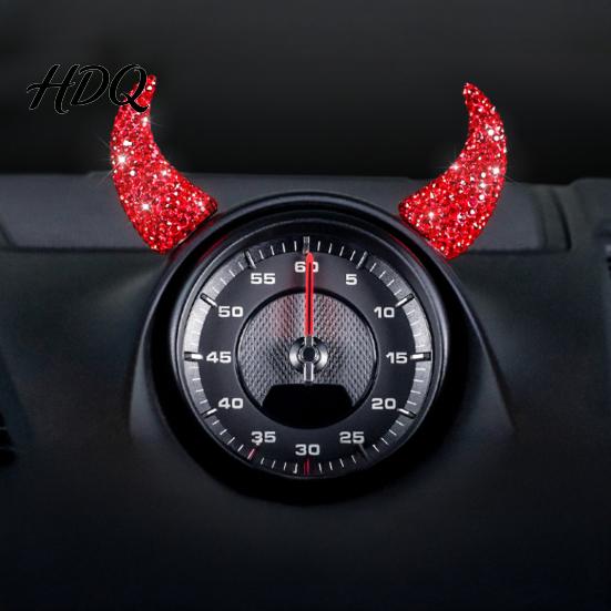 Sparkling Rhinestone Horns for Cosplay 1 Pair Devil Horns Car Dashboard Decor Faux Crystal Demon Hair Themed Gathering Accessories Women Clip