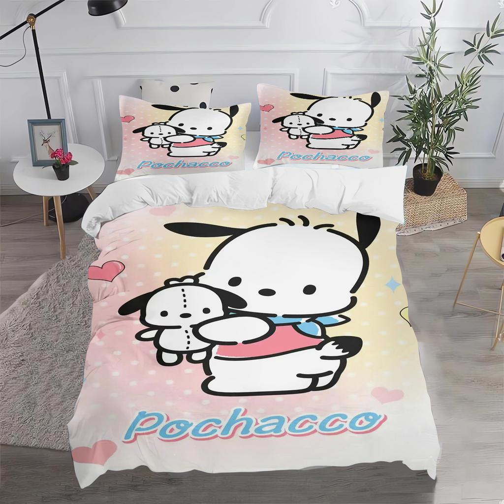 Pochacco Sanrio Quilt Cover Cartoon Puppy Anime Duvet Printed Comforter 100% Polyester Bedding Twin Size Children Gift