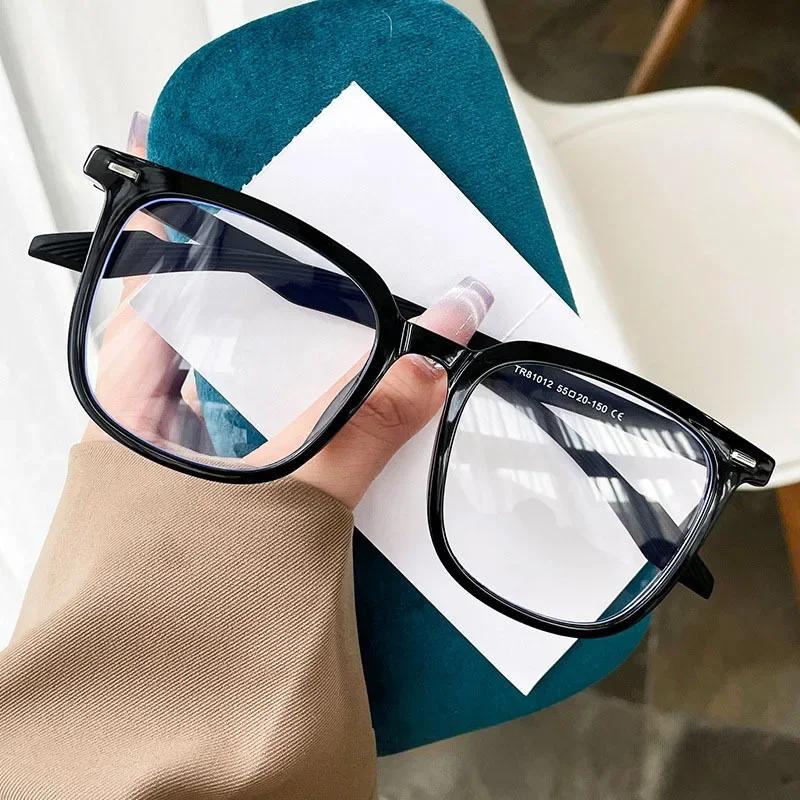 

Fashion Oversized Myopia Glasses For Women Men Large Frame Square Near Sight Eyewear Trendy Stylish Clear Eyeglasses 0 To -4.0 0 anti blue