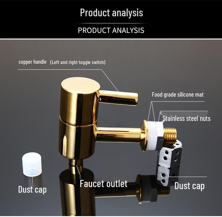 304 Edelstahl Infusionsbehälter Wasserhahn mit Keramikauslauf und Kupferventilschalter