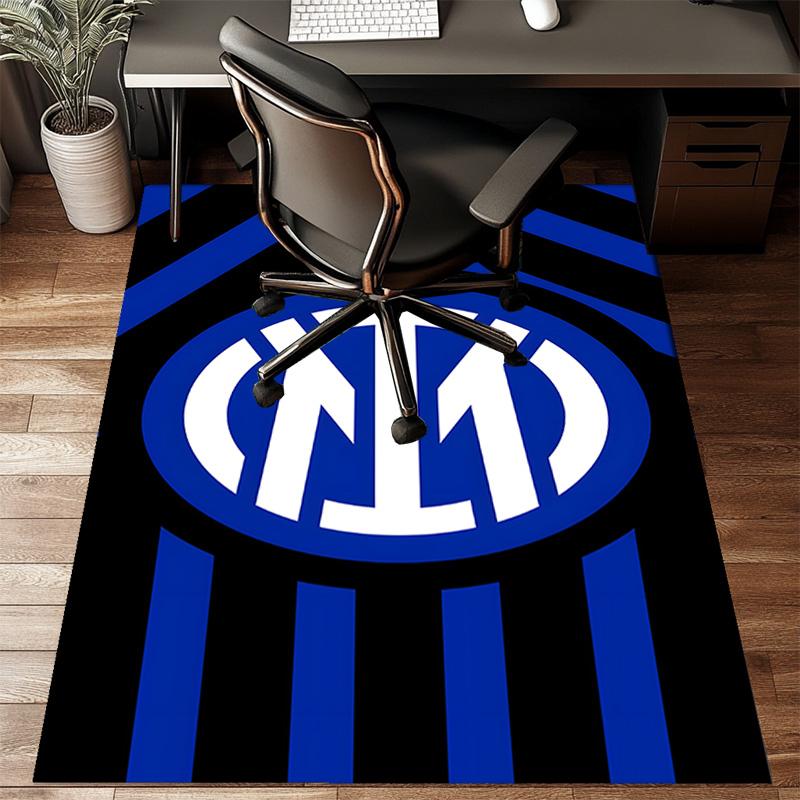 Inter FC Crest Printed Office Carpet Chair Cushion  Entryway Rug, Rugs for Living Room, Bedroom Christmas gifts