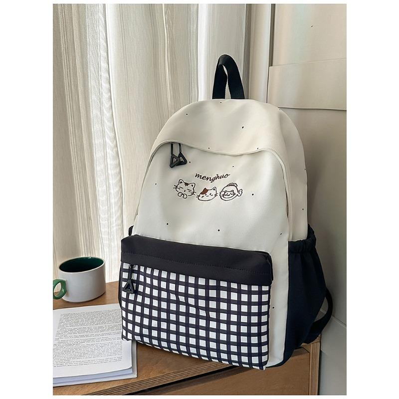 

Japanese ins new highvalue, fresh, sweet and cute cartoon plaid backpack, lightweight backpack for junior high school students