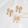 Elegant Bow Pendant Necklace & Earrings Set for Women