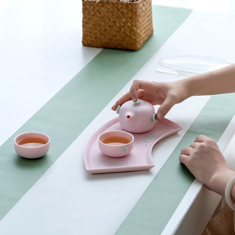 Wanqiantang Ceramic Kung Fu Tea Set - Early Spring Cherry Blossom Pink