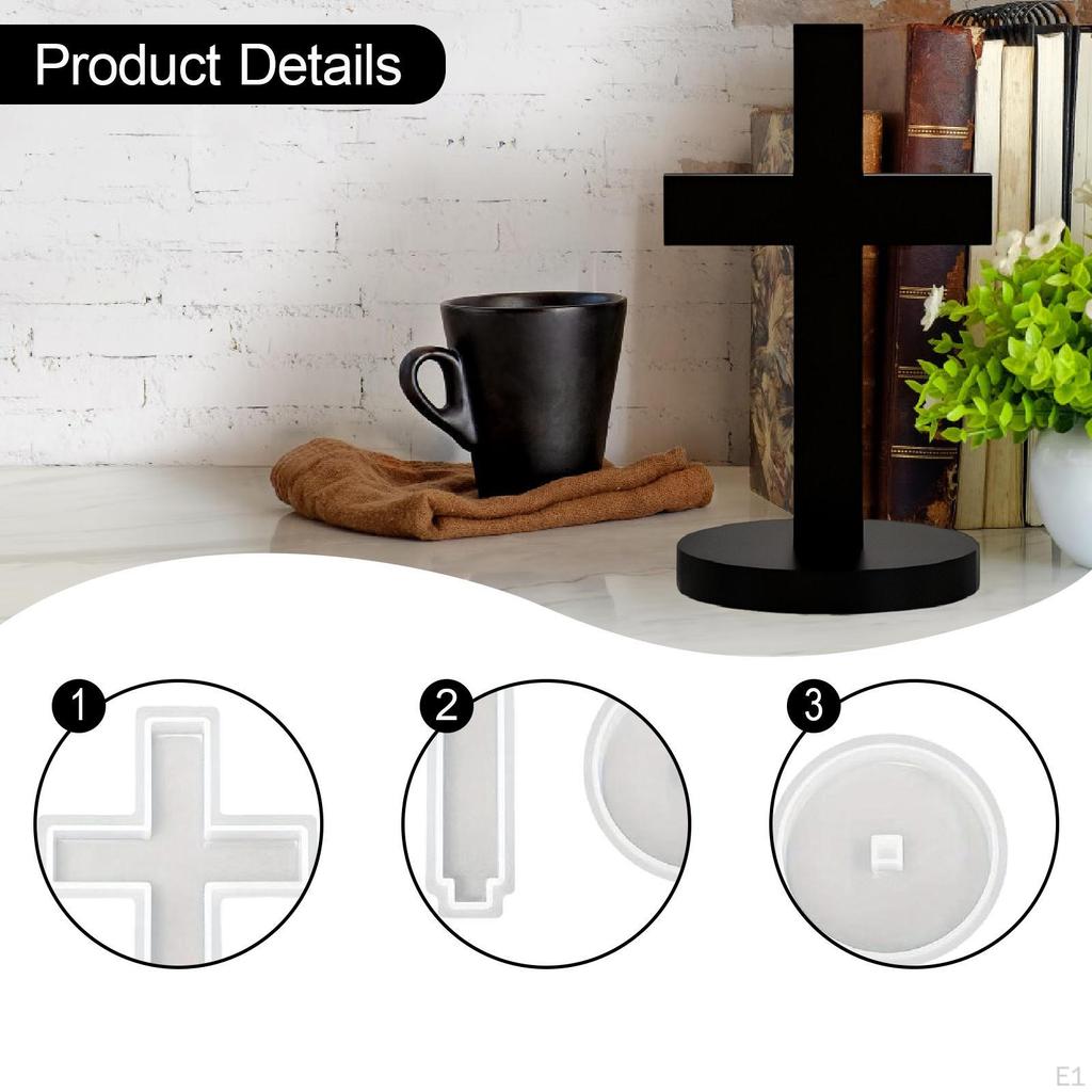 Cross Models with Base,Halloween Christmas Ornament,Clay Craft,DIY Concrete Casting for Epoxy
