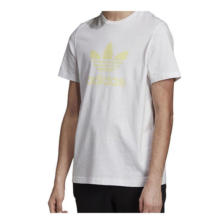 Adidas Originals Trefoil Logo Print Sports Short Sleeve T-Shirt Men Tops White FK1349