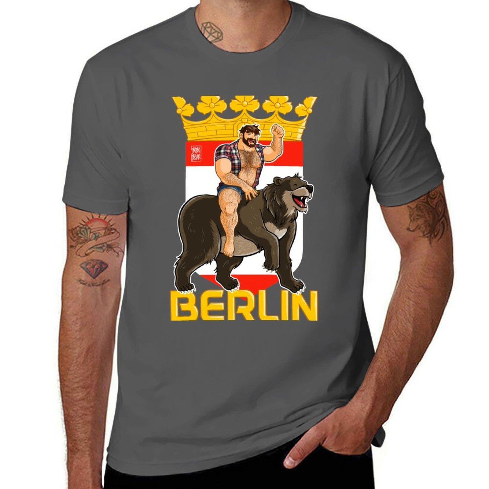 

ADAM LIKES BERLIN BEAR Футболка футболки для мужчины упаковка хлопок мужская футболка летняя Футболка 4XL