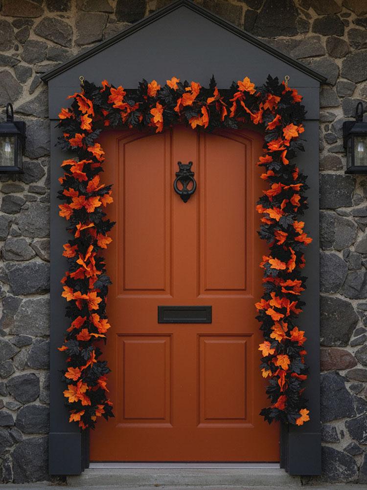 Fall Maple Leaf Garland Reusable Hanging Vine Decorative Garland Thanksgiving Door Wreath for Fireplace Party Christmas Wedding