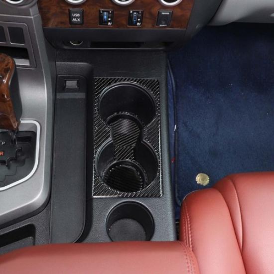Carbon Fiber Front Water Cup Holder Panel Cover Trim For Toyota Tundra 2007-2013