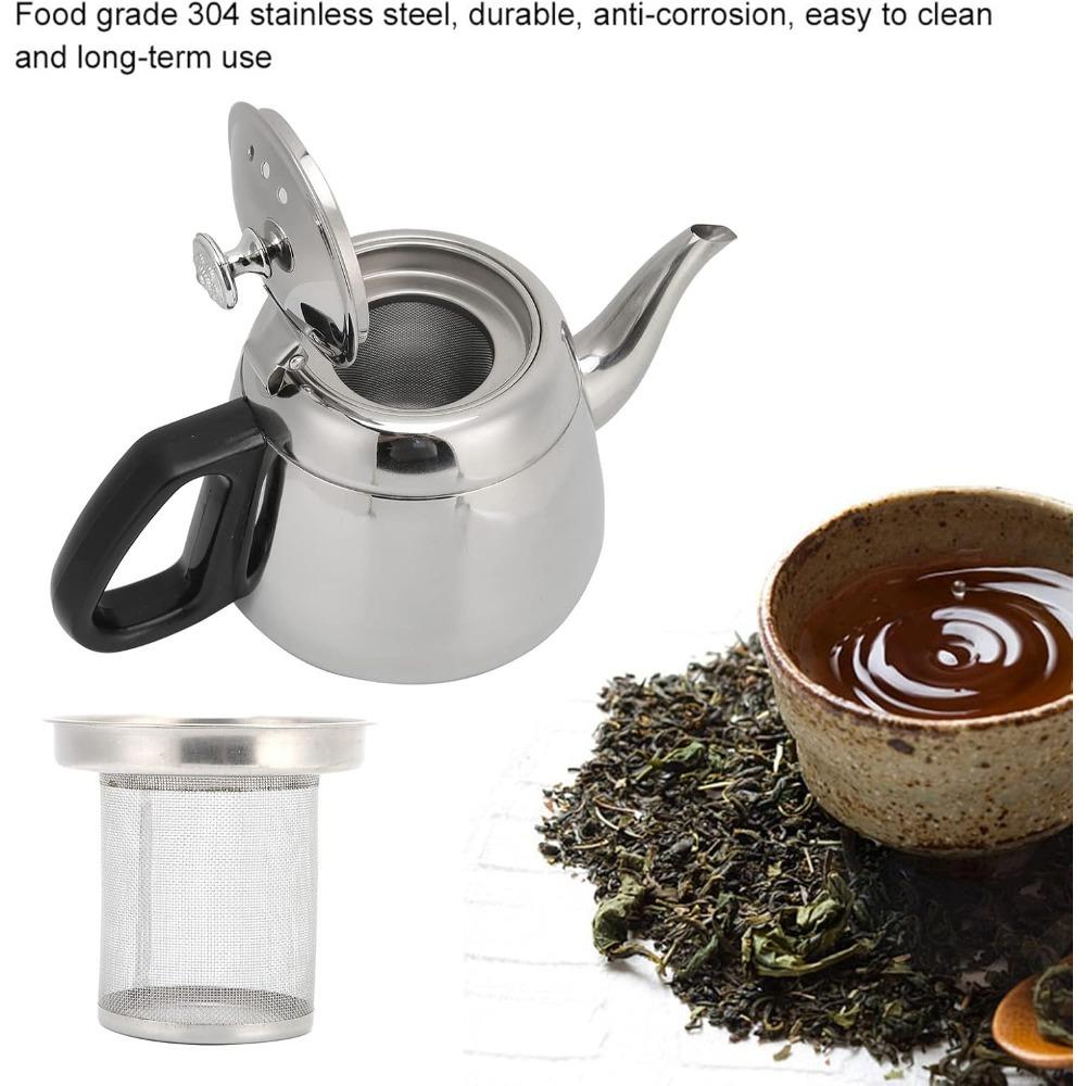 1.2L/1.5L Stainless Steel Teapot Coffee Pot Practical Modern Design Hot Water Teaware With Fine Filter To Brew Loose Leaf Tea
