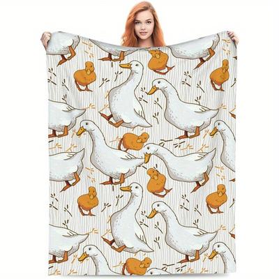 1pc Cozy DuckThemed Flannel Throw Blanket  Perfect Gift for Duck Enthusiasts Soft  Warm for Couch or Bed AllSeason Comfort