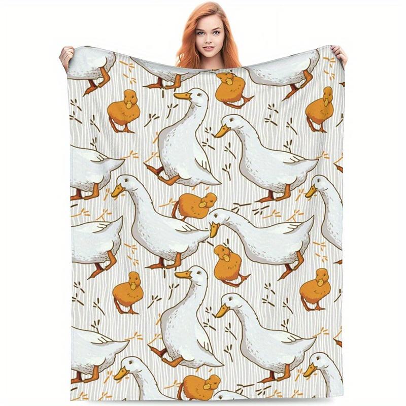 

1pc Cozy DuckThemed Flannel Throw Blanket Perfect Gift for Duck Enthusiasts Soft Warm for Couch or Bed AllSeason Comfort 75x100cm
